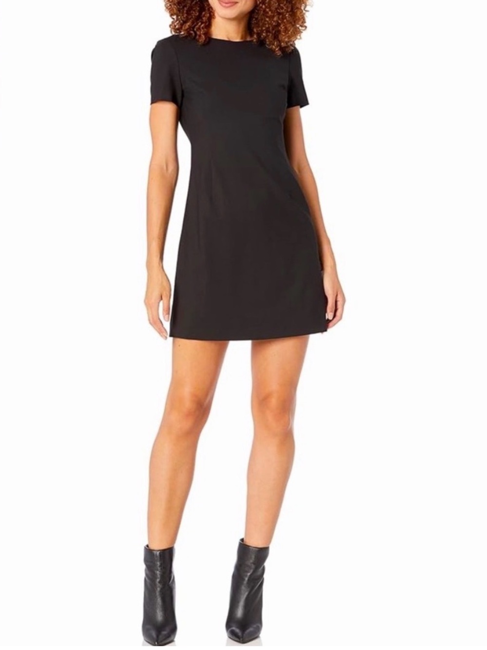 Classic Theory Black Short Sleeve A-Line Dress - Women's
